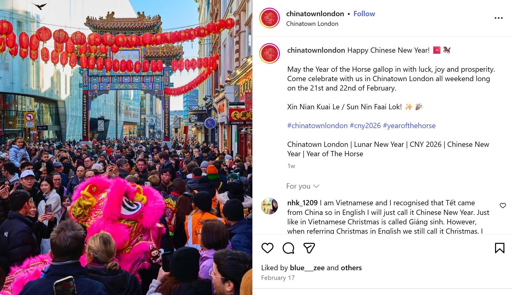 Chinatown London celebrating Chinese New Year